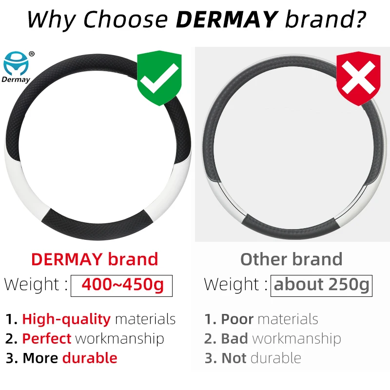 100% DERMAY Brand Leather Sport Car Steering Wheel Cover High Quality for Mazda 3 bl bj bn 323 Axela 3 Sport Auto Accessories