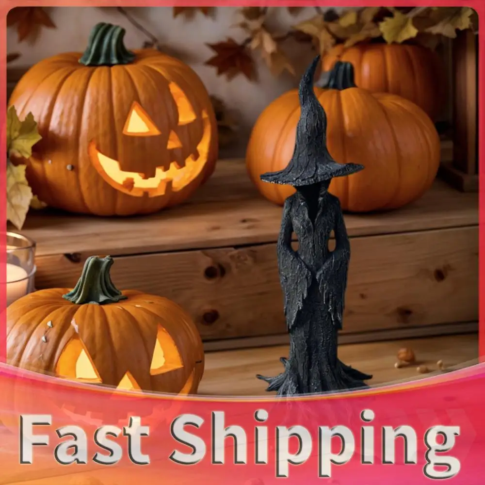 

Cracker Barrel Witch Statue Wear Resist Halloween Resin Figurine Multi-Purpose Dark Fantasy Ornament Home Decoration