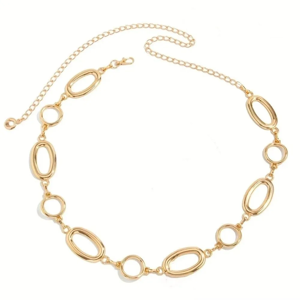 New Gold Plated Waist Chain Hollow Out Design Circular Belly Chain Bohemian Style Geometric Shape Waist Belt Women