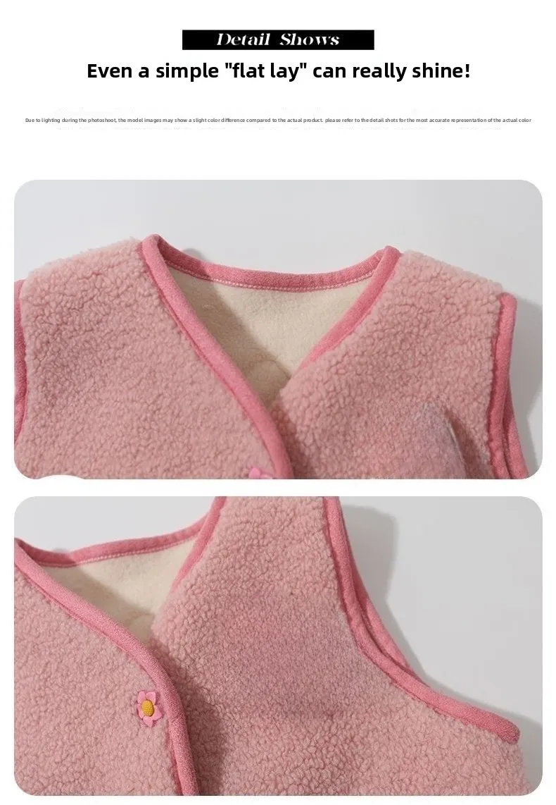2026 Herbst Winter Baby Polar Fleece Warme Weste Mädchen Plüschweste Einreihig Kinder Warme Modische Warme Jacke – Detail 12