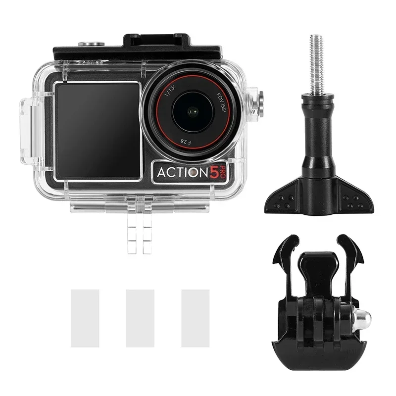 

For DJI Action 3/4 /5 Pro Waterproof Case With Extended Cold Boots 60 Meters Diving Shells Protective Cover Camera Accessories