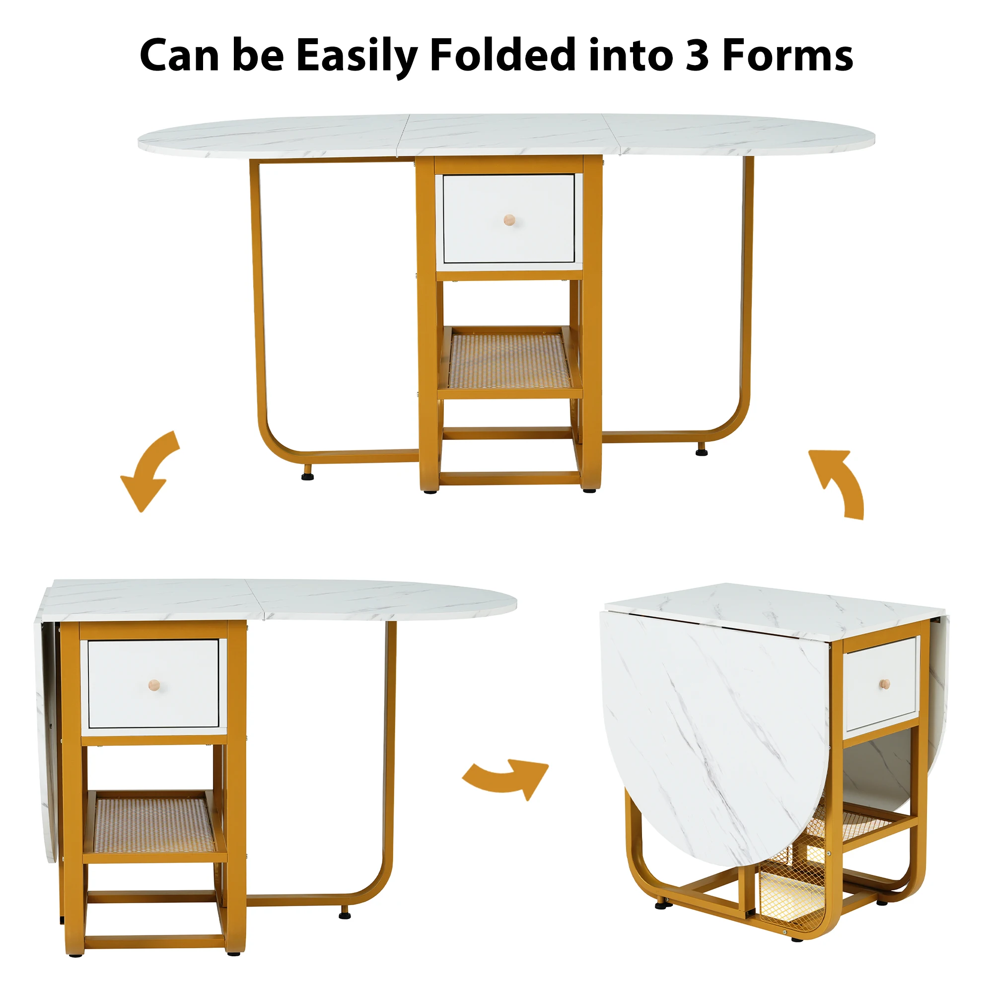 Moderne salontafelset ovale ronde bijzettafel met metalen poten voor 4 tot 7 personen opvouwbare eettafel keukenbar kantoortafel