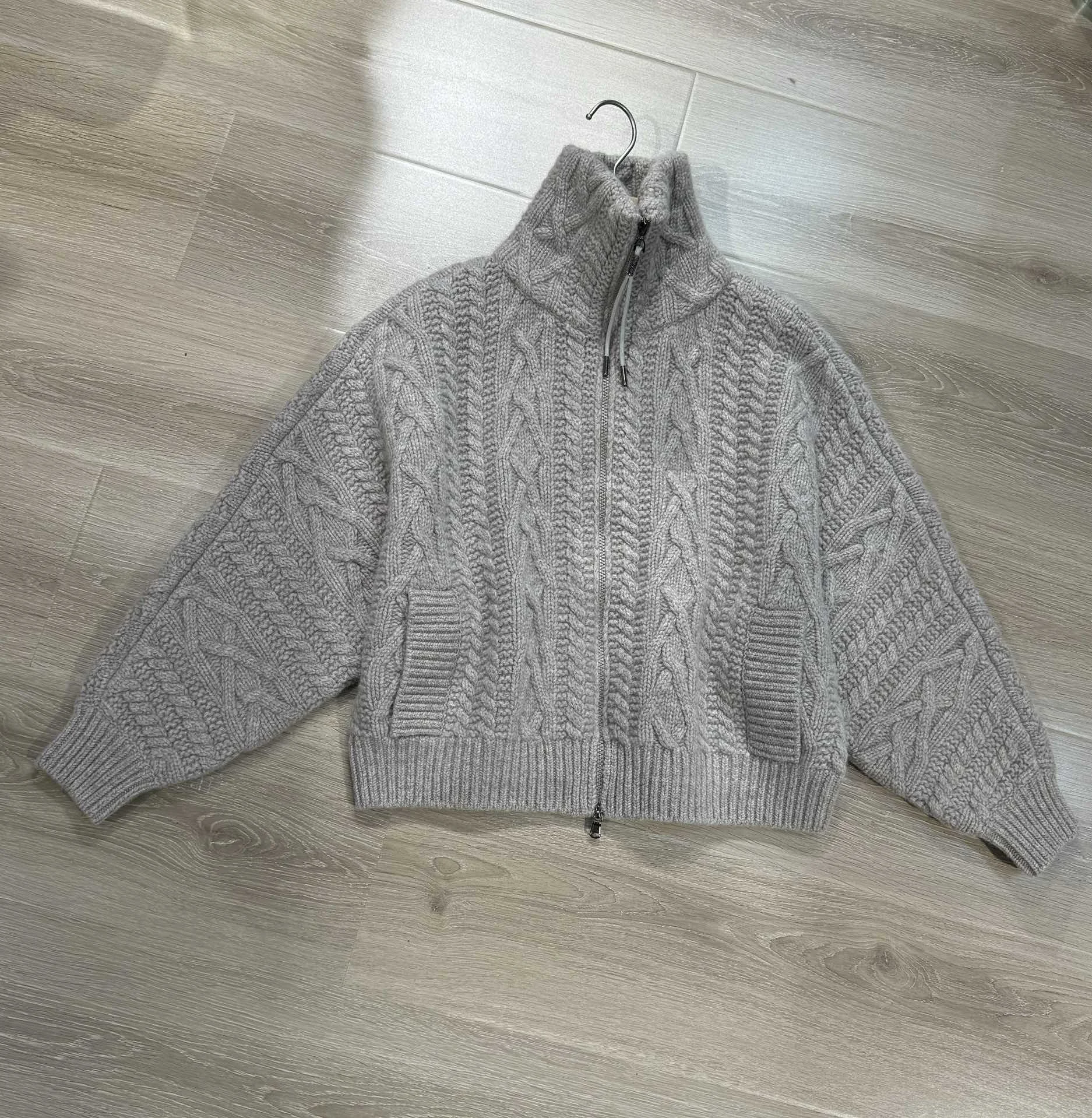 2014 Autumn/Winter New Jackets Collar Knitted 100% Cashmere Sweater Knitted Cardigan Coat For Women