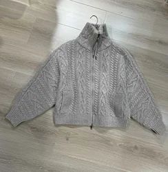 2014 Autumn/Winter New Jackets Collar Knitted 100% Cashmere Sweater Knitted Cardigan Coat For Women