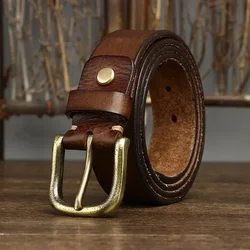 Cinto de couro genuíno luxuoso masculino, pulseira moda masculina, fivela de couro puro, clássico selvagem, fivela de pino retrô, alta qualidade, 3,3 cm