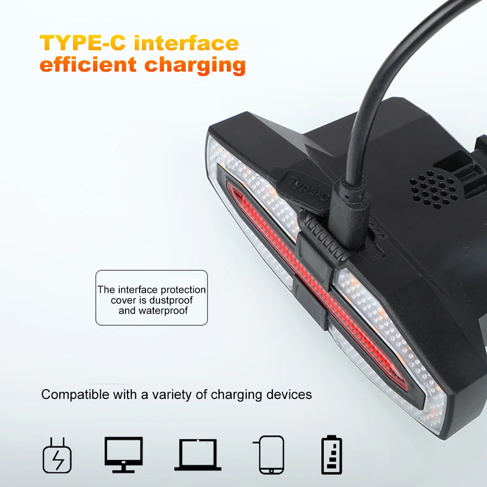 Solar led bicicleta volta lanterna traseira de controle remoto ciclismo lâmpada de advertência tipo-c carregamento portátil lanterna traseira para equitação noturna