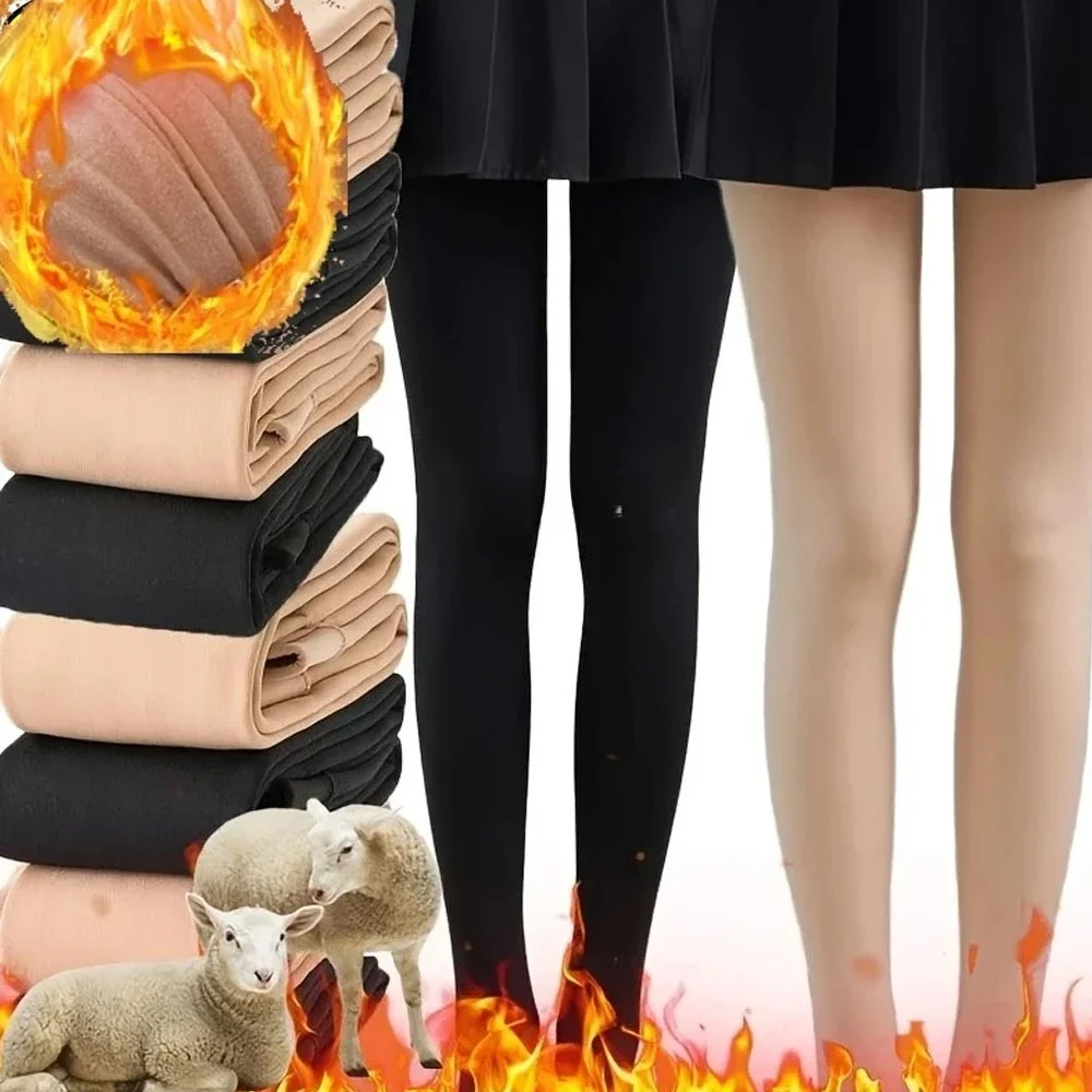 

Women 330G Thickened Fleece-Lined Tights Light Beige Pantyhose Warm Fabric Lined Thermal Tights Stretchy Winter Pantyhose