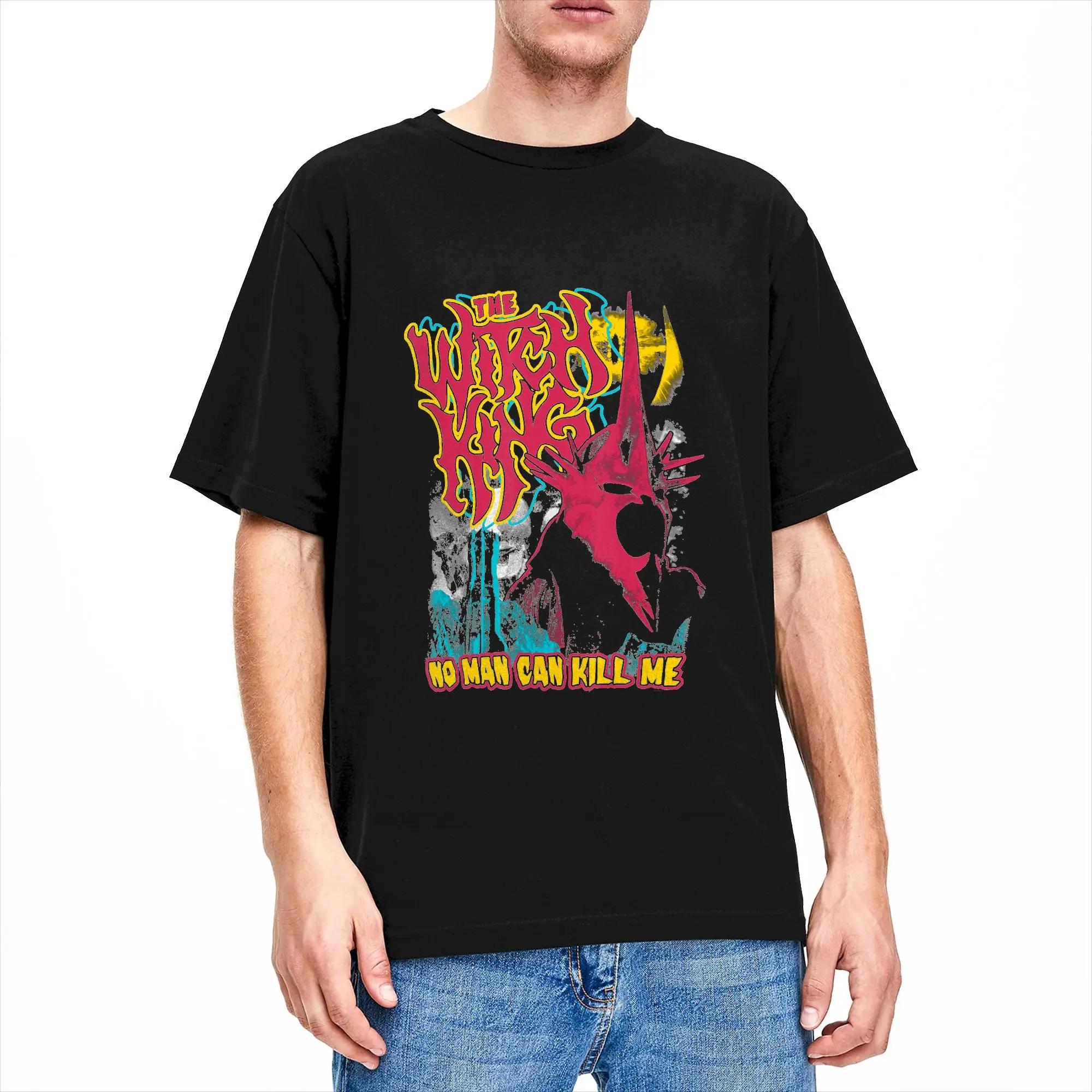 Men T-Shirts LOTR Heavy Metal Witch King Fantasy Movie Novelty 100% Cotton Tee Shirt Short Sleeve  T Shirts O Neck Clothes