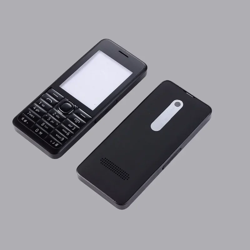 

Полный полный корпус мобильного телефона для Nokia Asha 301 n301, версия с двумя картами, передний чехол, крышка батарейного отсека, английские клавиатуры