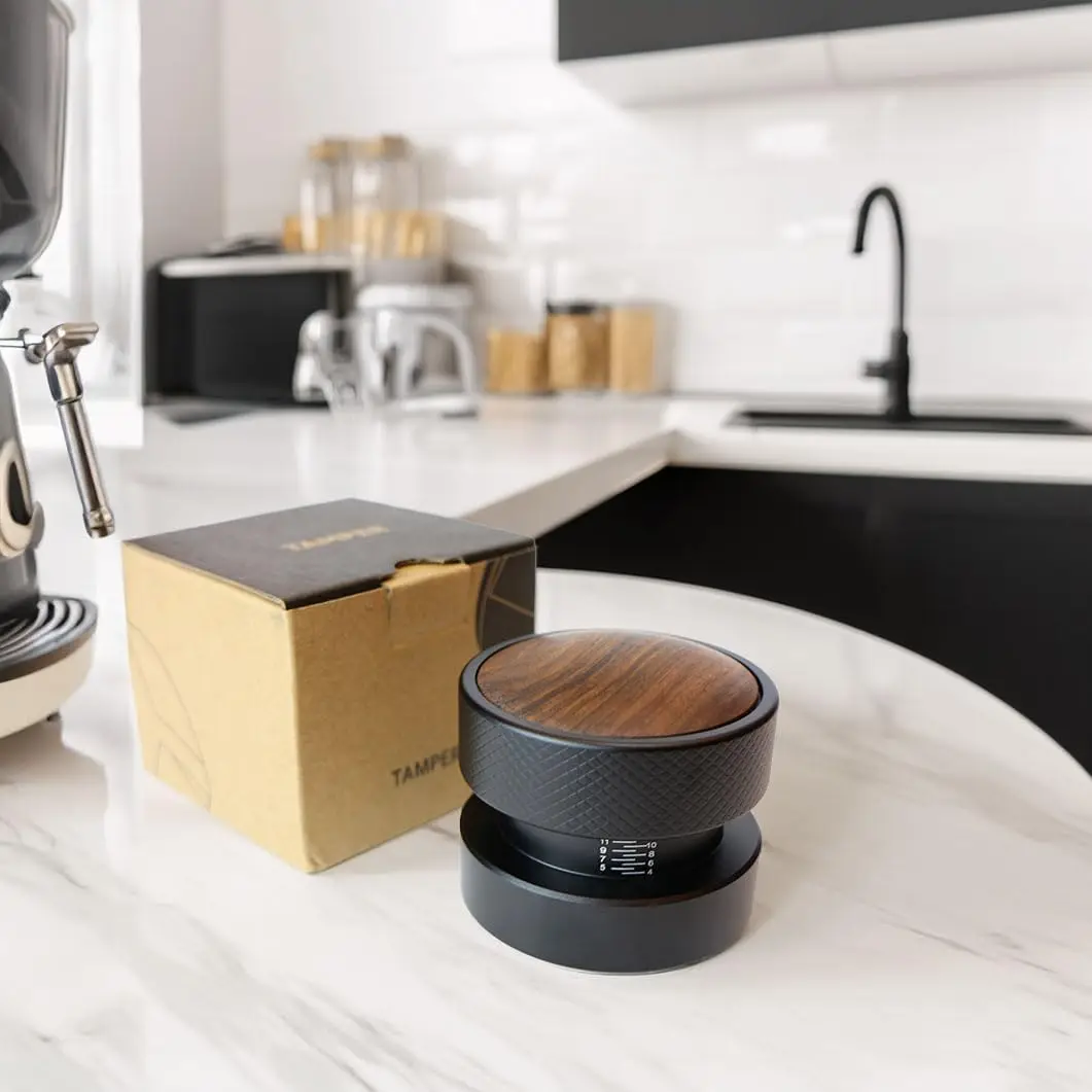 58mm Espresso Tamper Fits Portafilters Auto-leveling Spring-loaded Palm Tamper Stainless Steel Ripple Base Barista Accessories