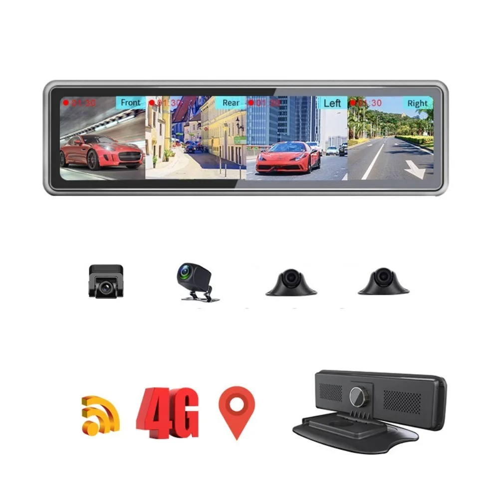4G 360° Panoramic Dash Cam 4CH 1080P FHD Car DVR GPS Navigation Night Vision Bluetooth Voice Control