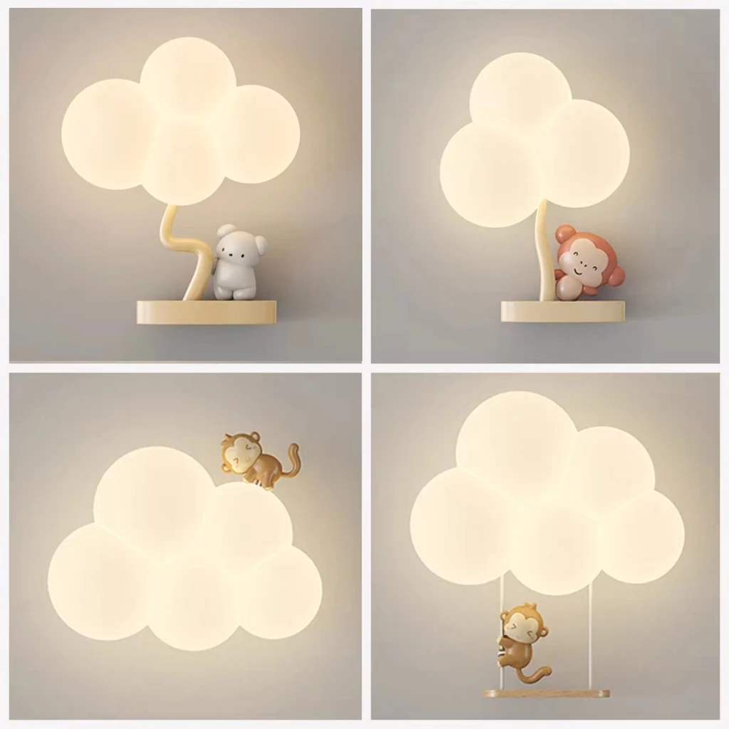 Nordic Creative Cloud LED Wall Light Cream Style Cartoon Children's Room Wall Light Eye Protection Warm Light Decoration Lamp