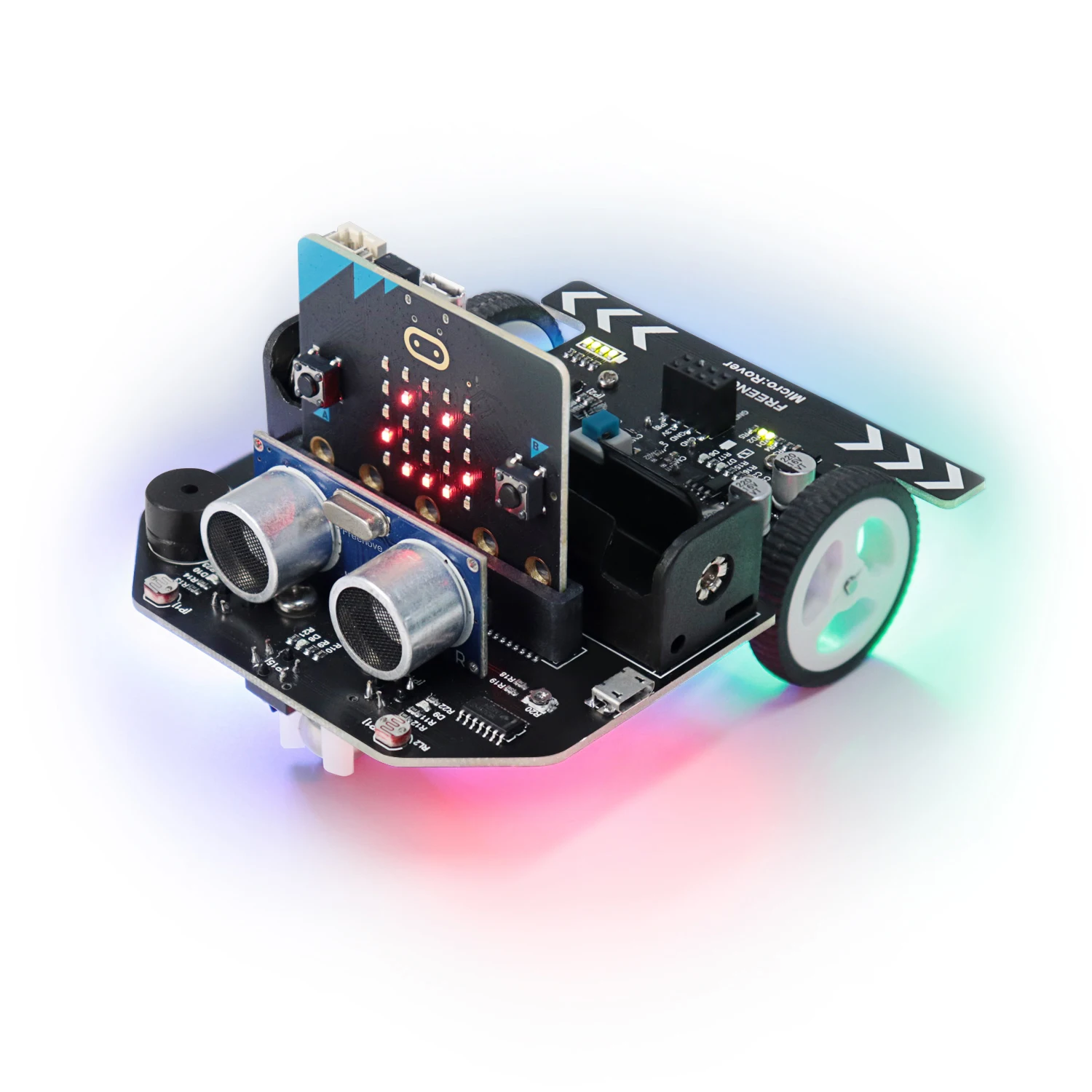 Freenove Micro:Rover Kit for BBC micro:bit V2, Obstacle Avoidance, Light-tracing, Line-tracking, Remote Control