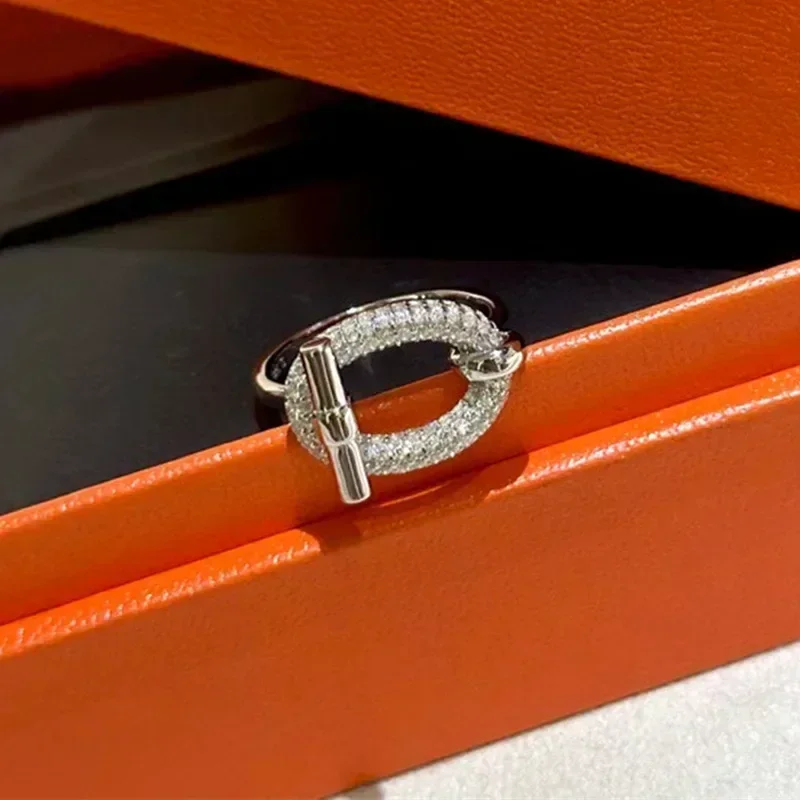 

2025 European American Luxury Ring Full Diamonds Ot Link High-end Feel Carbon Large Q Ins Ring