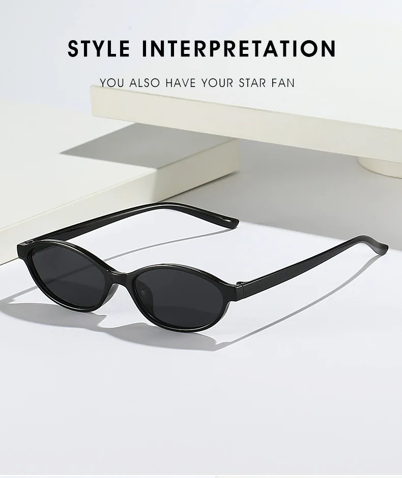 Retro Oval Frame Sunglasses Fashion Personalized Trendy Small Frame Sunglasses Punk Cat Eyes Sunshade Sun Protection Glasses