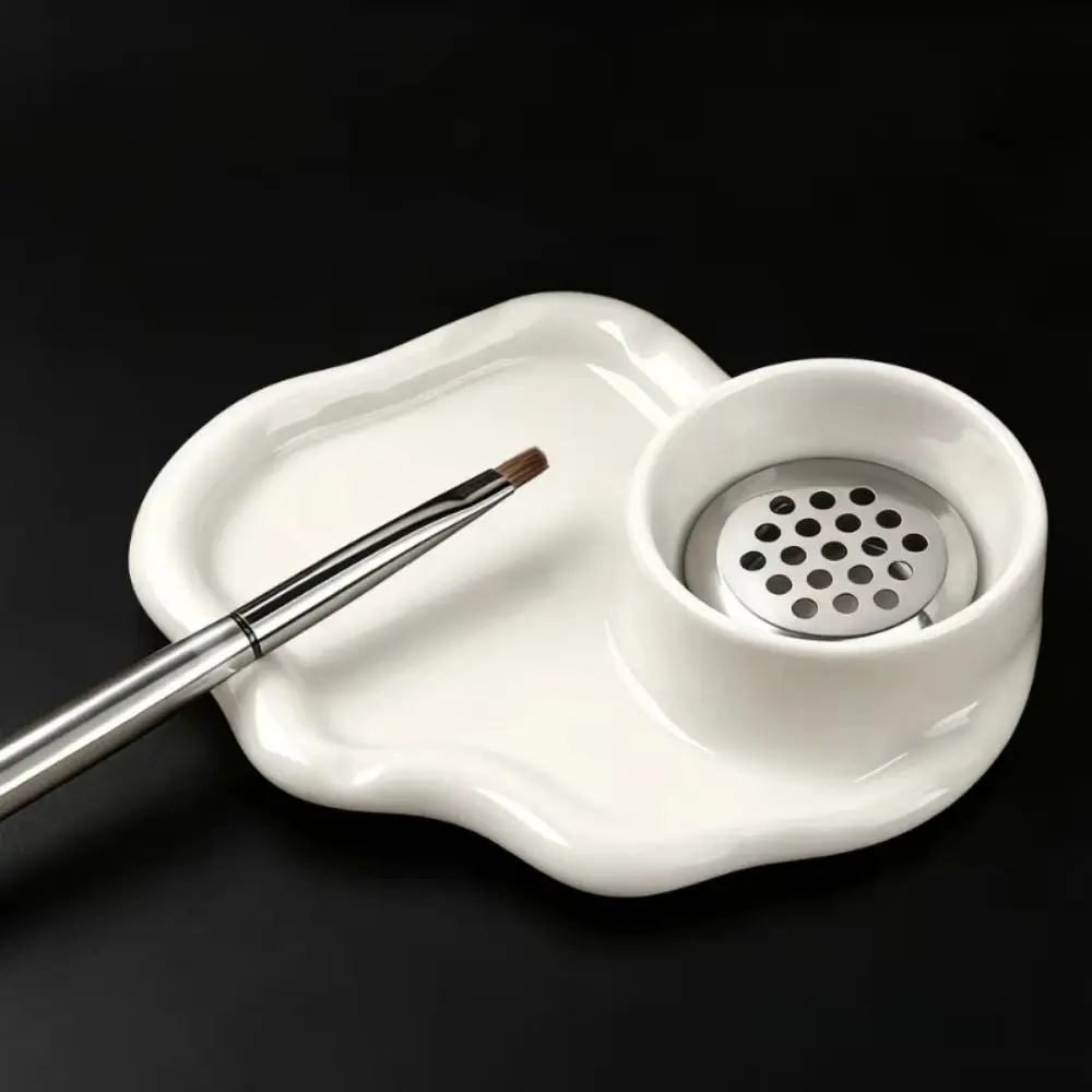 Ceramic Palette Pen Washing Cup Lightweight Portable Paint Brush Washer Breathable with Filter Pen Washing Dish