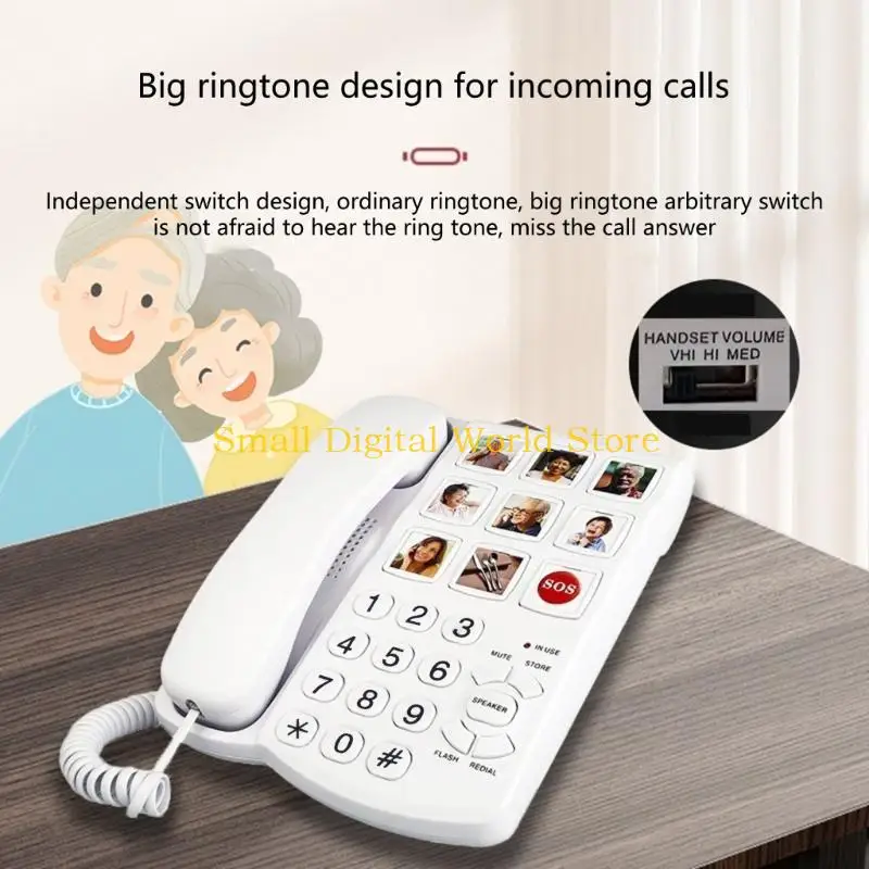 77UB Senior Friendly Landline Phone With Large Keypad Hands Freely Wall Mount Option