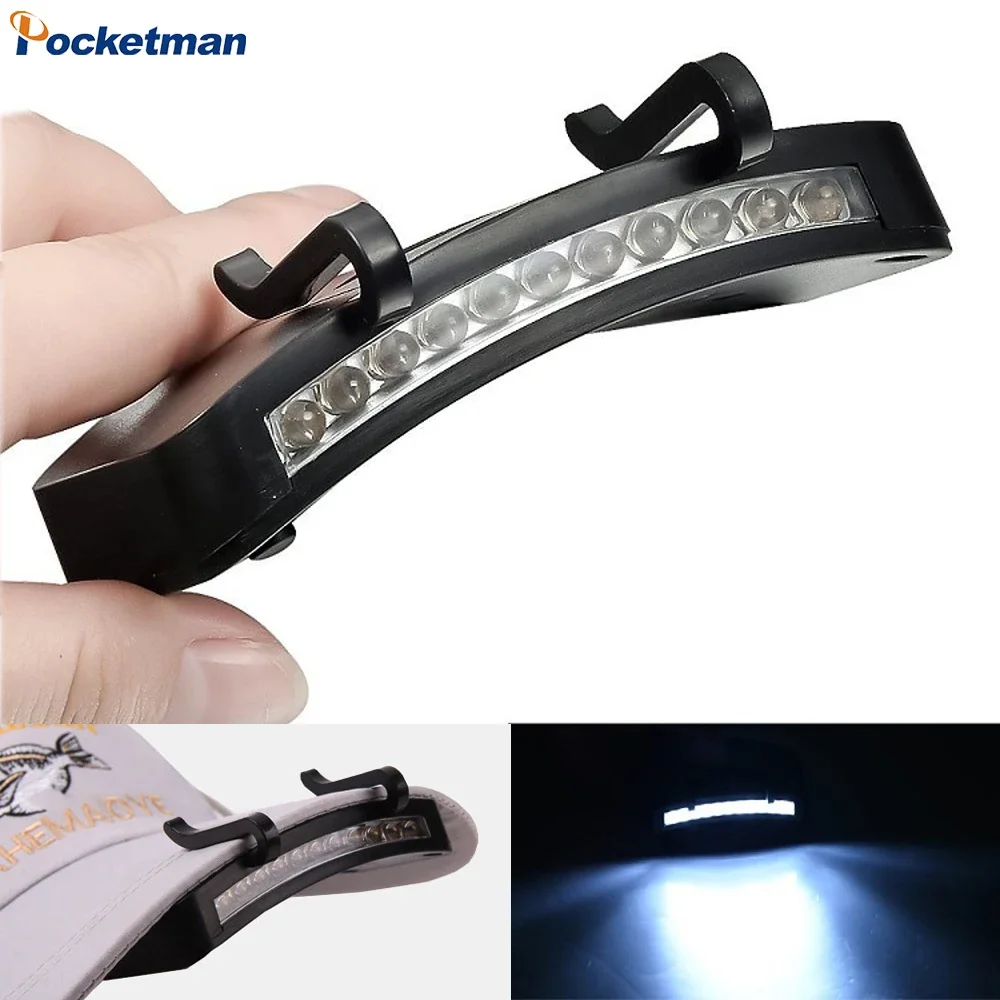 Baseball Cap Lights, 11LED Hat Brim, Noite Ciclismo, Caminhadas, Farol ao ar livre, Lâmpada Clip na Luz, Pesca