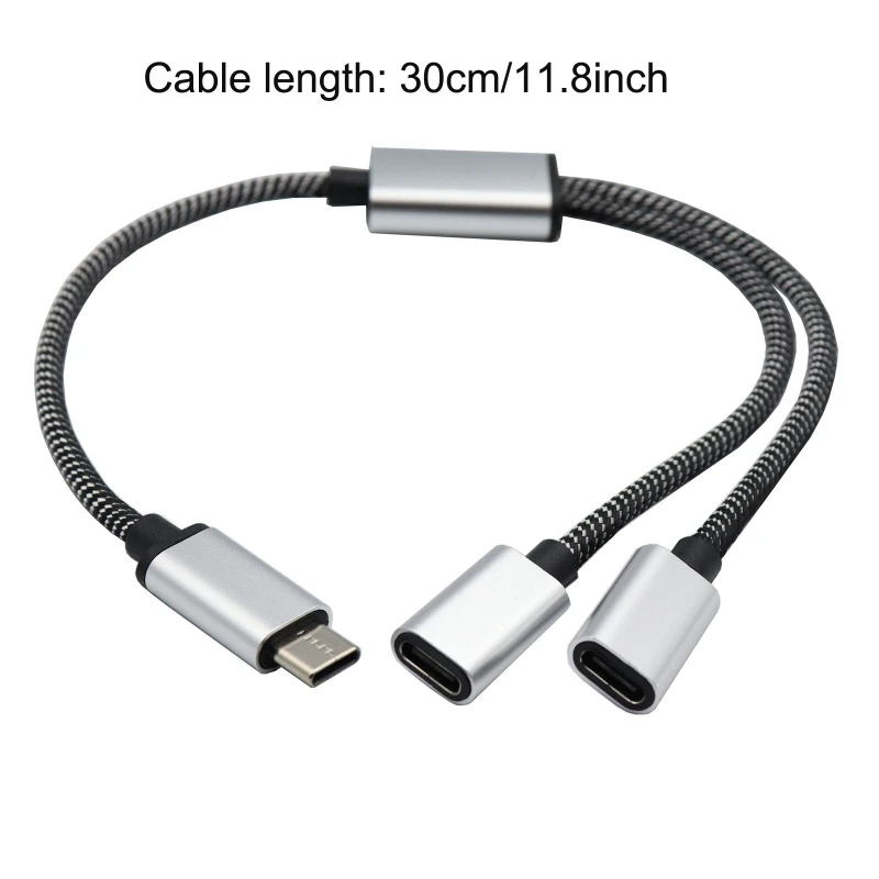 2024 New USB C Male to Double USB C Female Splitter Converter Adapter Extension Connector Cable for Charging and Data Transfer