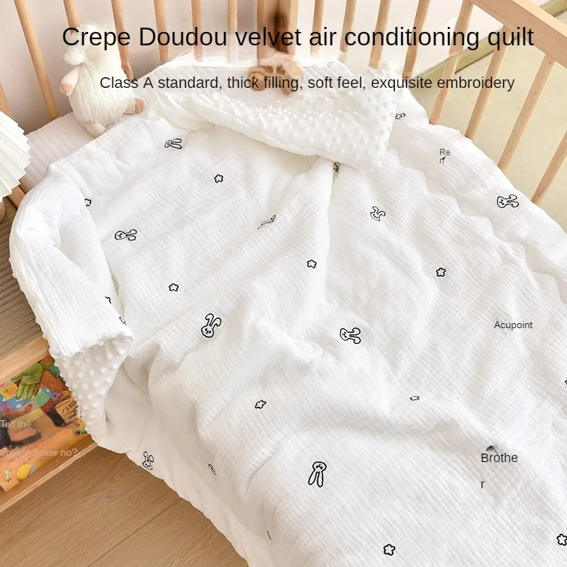 Newborn Baby Blanket  Cotton Cartoon Embroidery Blanket Soft & Breathable Infant Air Conditioning Comforter Spring & Autumn