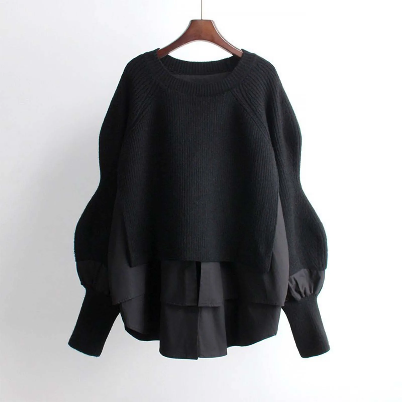 

Fashion Solid Color Women's Sweater 2023 Loose O-Neck Pullovers Autumn Winter Lantern Sleeve Knitwears Female Tops Jumpers