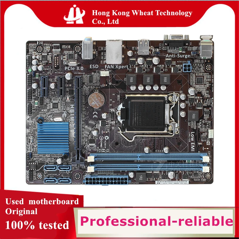 For Intel Used H61 H61M-E motherboard original  LGA 1155 DDR3 16GB For USB2.0 SATA2 Desktop Mainboard