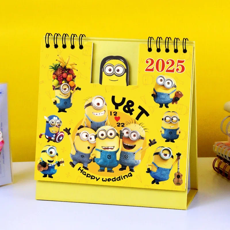 Minions 2025 Desk Calendar Anime Funny Standing Calendar Students Schedule Table Planner Yearly Agenda Organizer Office Supplies