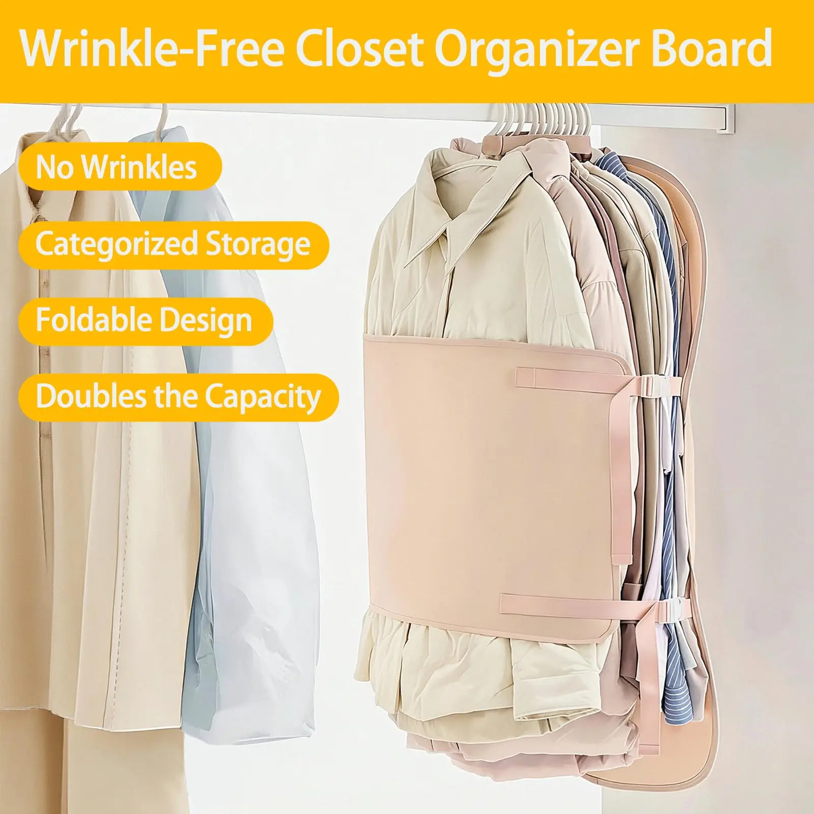 Space-Saving Clothing Storage Bag, Clothes Compression Board, Hanging Compression Organizer, Protective Cover for Clothes image 3