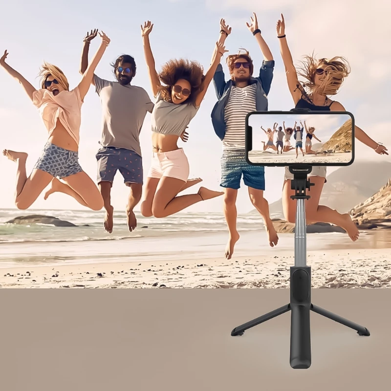 

Q01 Desktop Bluetooth-compatible Selfie Tripod for Smartphones Aluminum Alloy Telescopic Selfie Rod Monopod