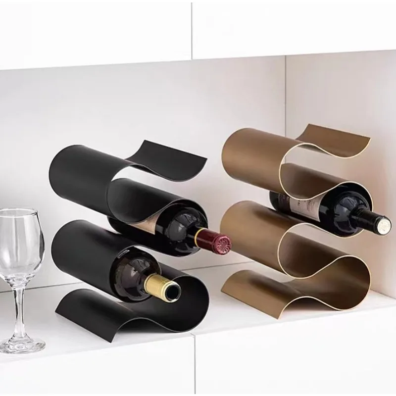 

Modern Design Freestanding S Shaped Metal Wine Bottle Rack Creativity Wine Display Stand for Home Bar Storage Wine