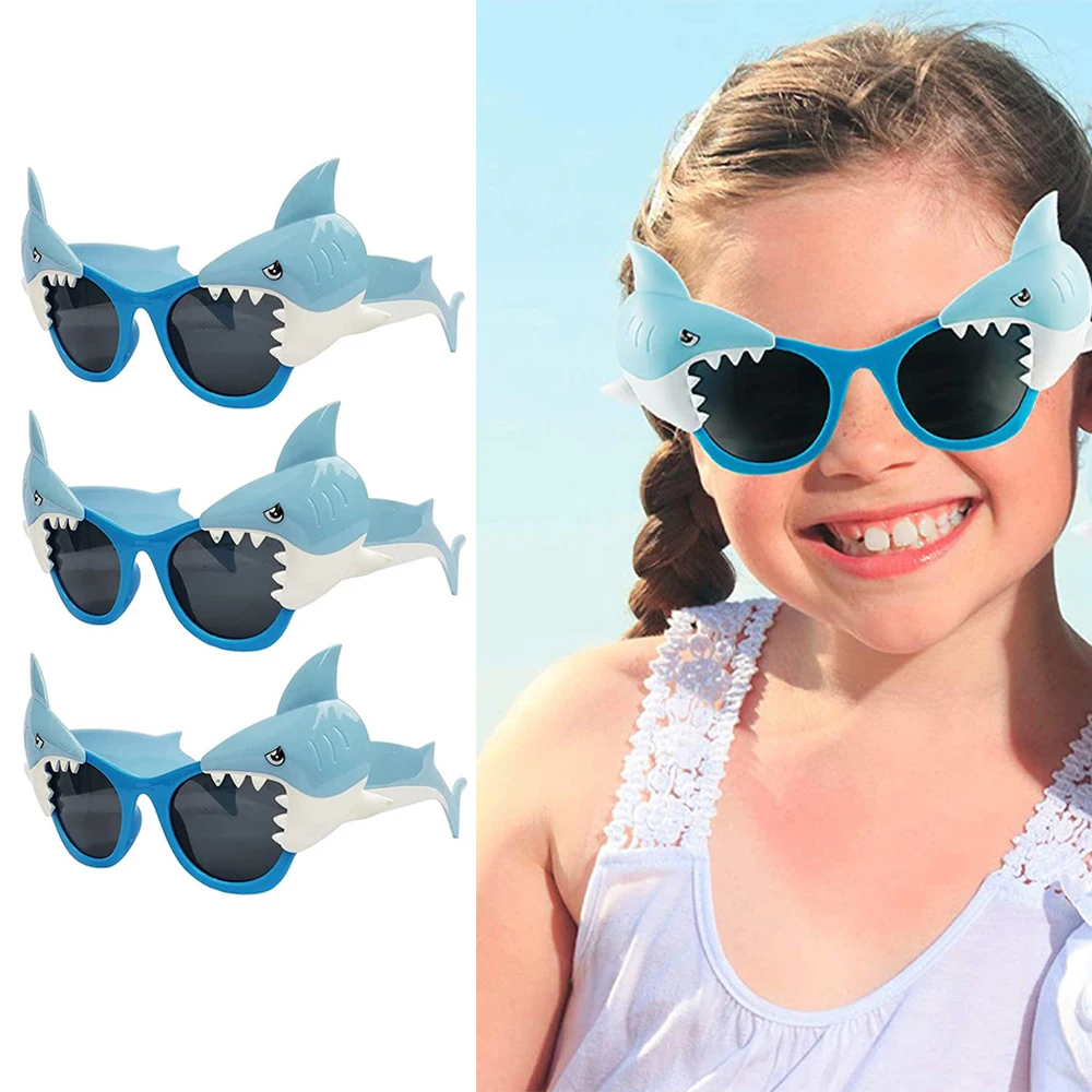 

10/20pcs Cartoon Shark Blue Glasses Birthday Party Decoration Supplies Boys Girls Summer Seaside Travel Photography Supplies