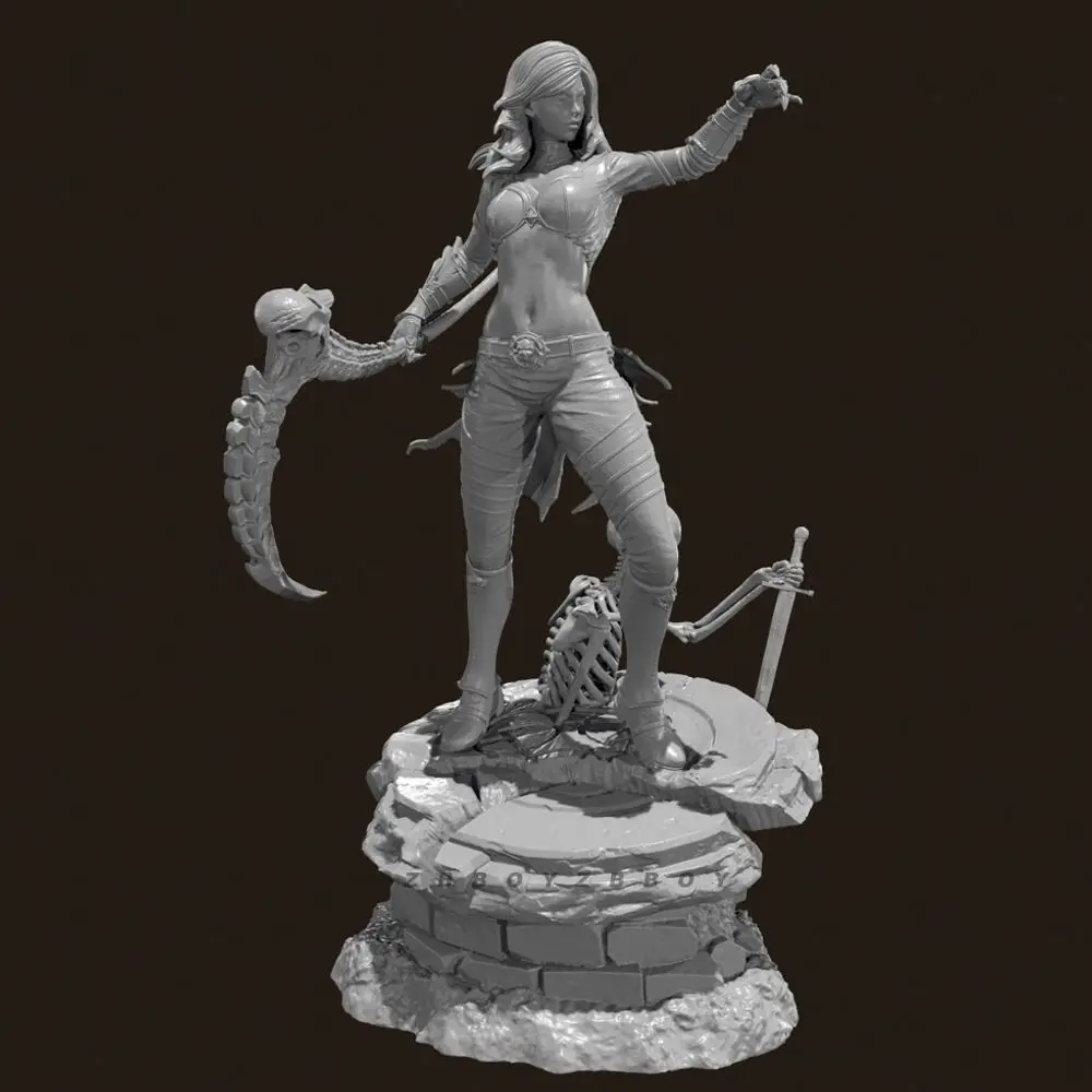 H60mm 80mm Hell's Female Reaper Resin Figures, Assembly Models 3D Printed DIY Coloring Blank Model Figurine Decoration Craft