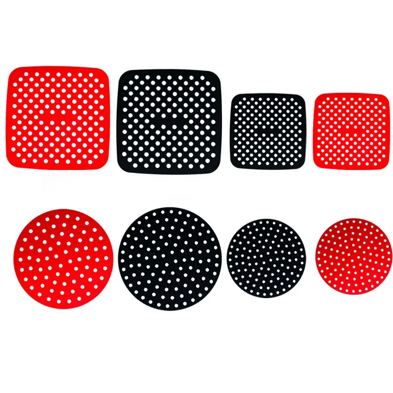 Reusable Air Fryer Pads Steamer Liners Paper Silicone Mold Air Fryer Lining Accessories Non-stick Baking Mat Cake Grilled Saucer