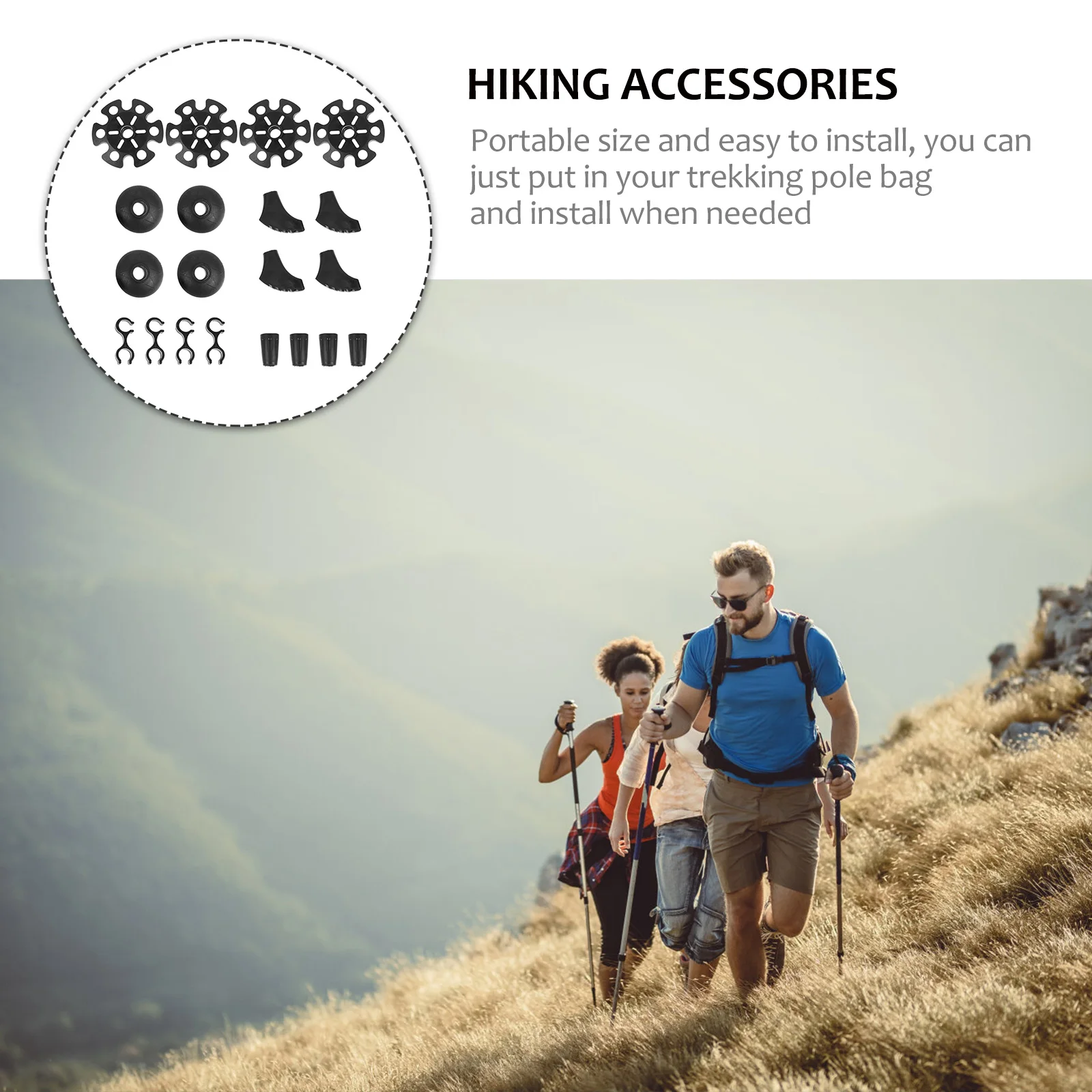 

20 Pcs Hiking Pole Accessories Set Trekking Tips Replacement Climbing Walking Stick Basket Snowflake Disk Travel
