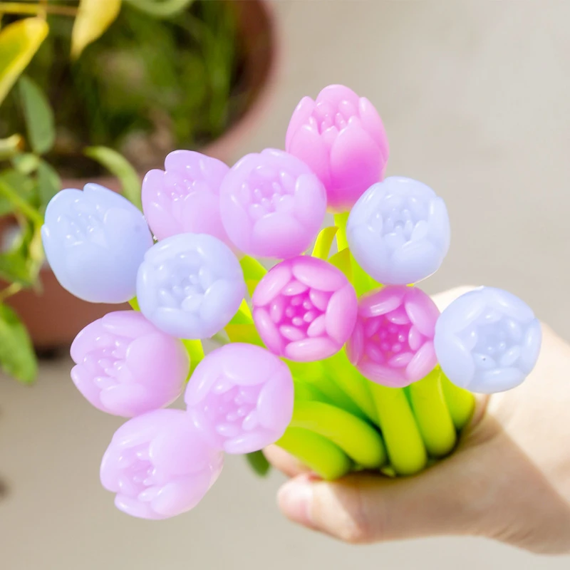 1 Piece Silicone Creative Kawaii Cute Tulip Change Color Flower Gel Pen Stationery Office School Supply Gift Ellen Brook