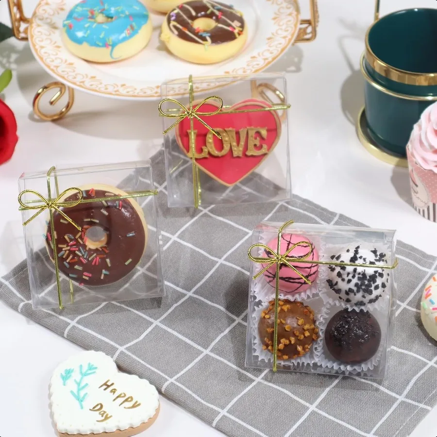 3,3 x 3,3 x 1,5 Zoll, 50 Stück, durchsichtige Verpackungen, perfekt zum Präsentieren kleiner Gegenstände, Schmuck, Basteln, Leckereien, Oreos-Seife, Aron-Schokolade