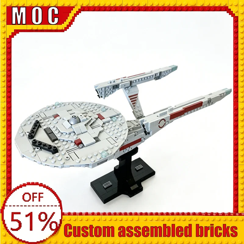 

473PCS Enterprise NCC 1701‑A Midi‑Scale Star Trek Federation Starship Alternate Build MOC Model Build Blocks DIY Assembly Gift