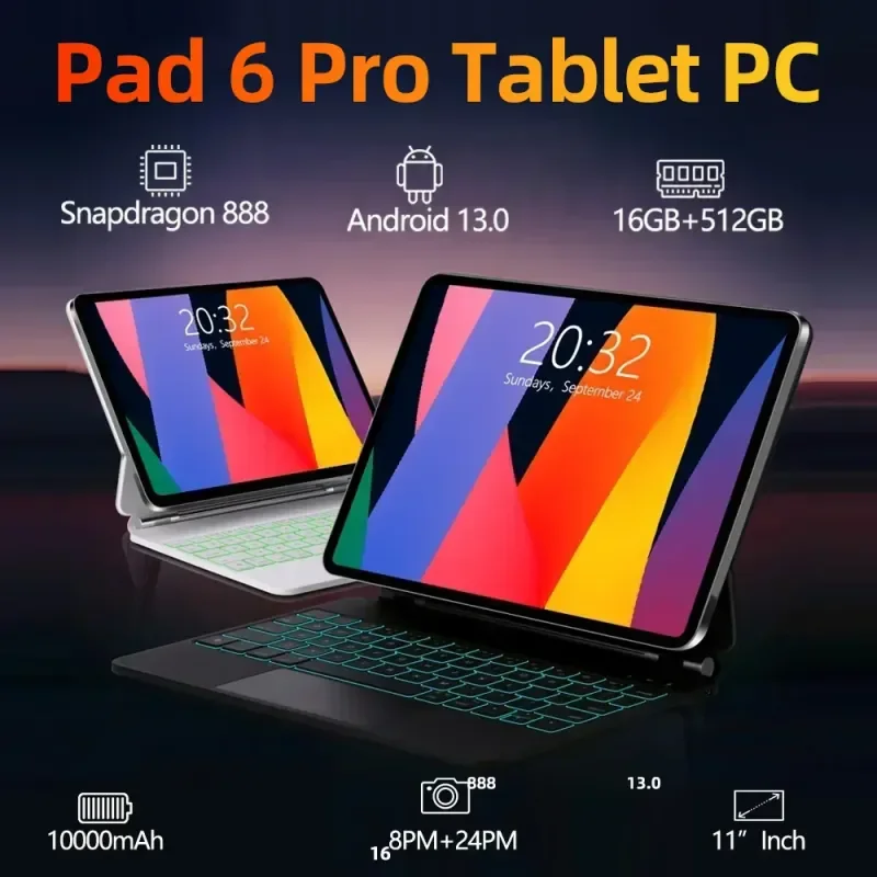 

Original Global Version Pad6 Pro Tablet PC Android 13 Snapdragon 888 16GB 512GB 11 Inch HD 4K Dual SIM Card Tab Screen 5G Wifi