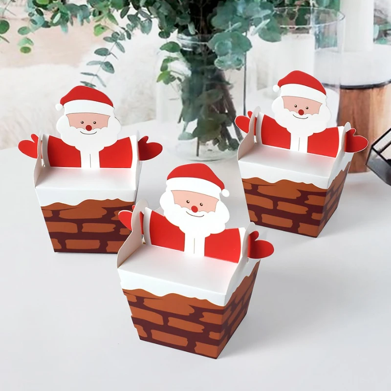 10/30/50 Stück Weihnachtsmann, der den Kamin klettert, Papierbox, Süßigkeiten, Schokolade, Seife, Kerze, Kekse, kleine Geschenkverpackung