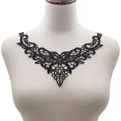 Embroidered Lace Collar V-Neck Butterfly Applique Women Embroidery Lace Neckline for Dress Gown Costumes DIY Sewing Collar