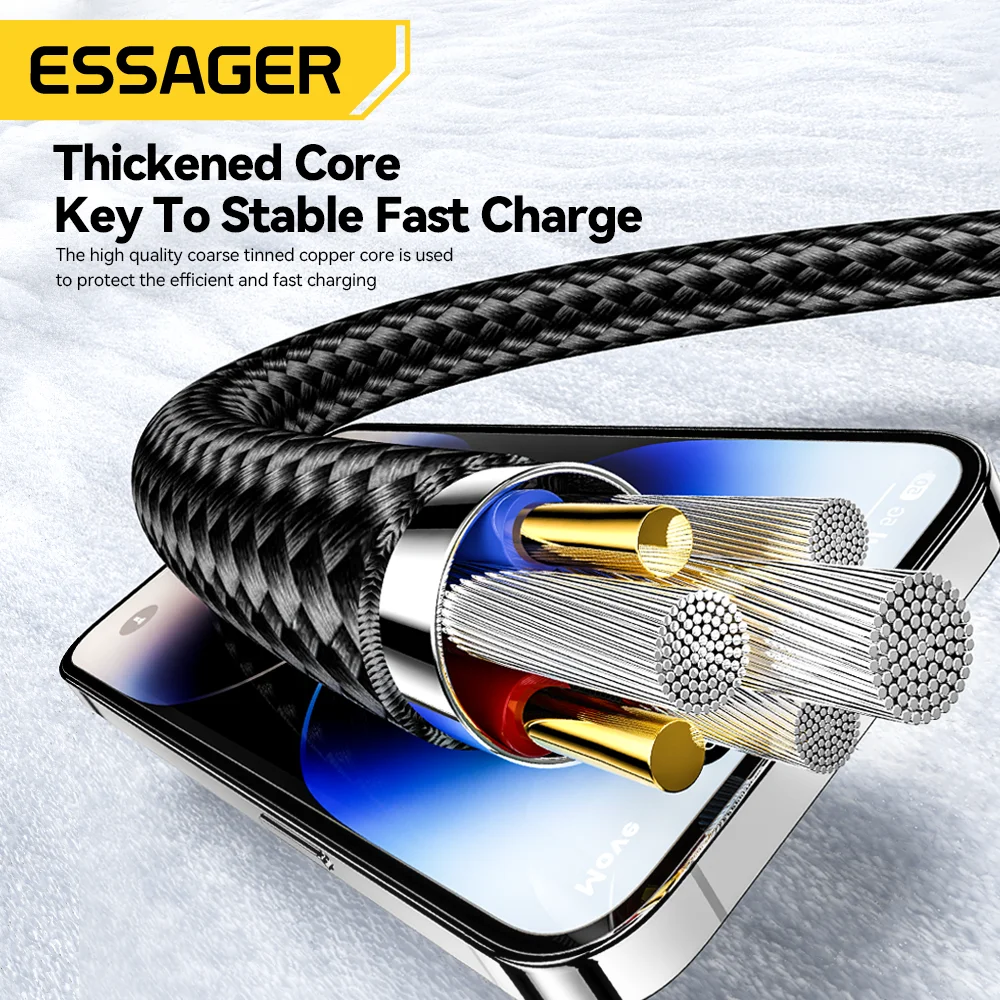Essager USB Type C Cable for iPhone14 13 12 Pro Max PD 29W Fast Charging Wire Cord for iPad Charger Cable Digital Display Cable