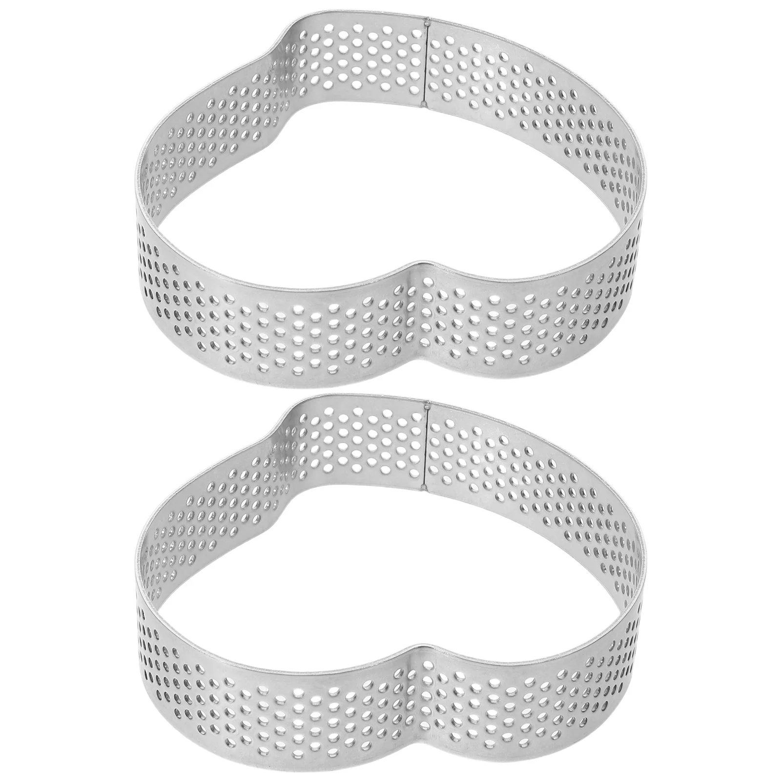 

2Pcs Heart Shape Dessert Mold Stainless Steel Baking Mousse Ring Nonstick Easy Release Tart Crust Pan for Anniversary Wedding