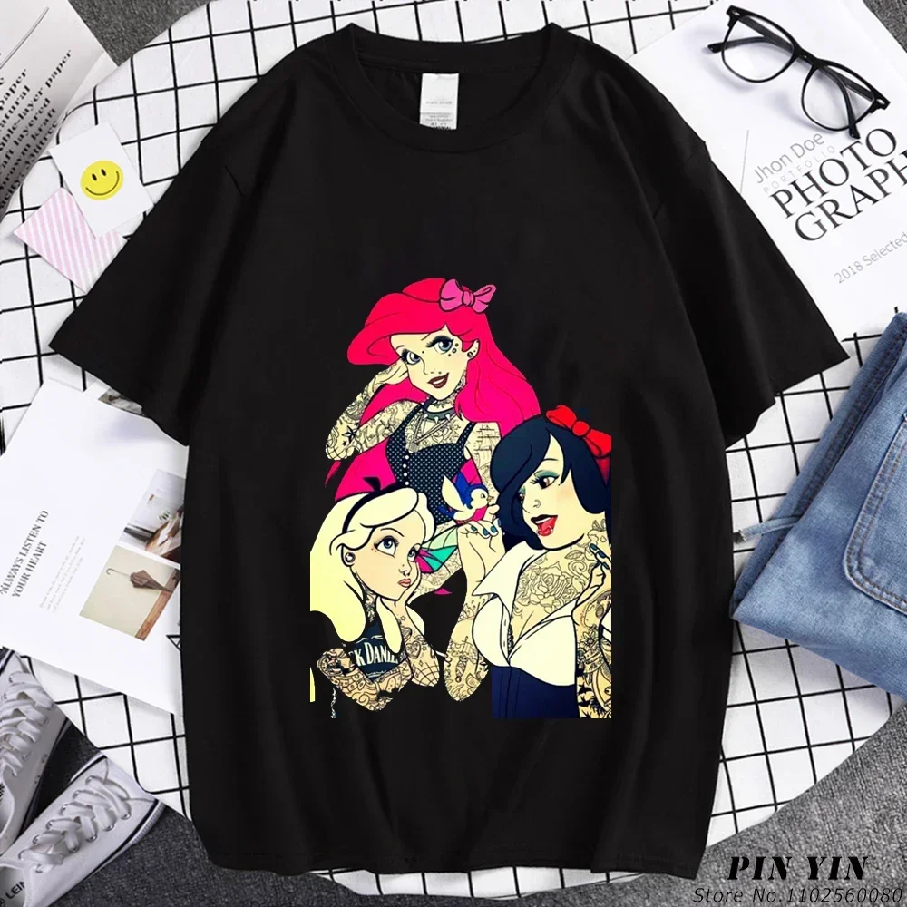 

Alice Wonderland T Shirt Summer Women Hip-hop Tops Alice Princess Print Casual Short Sleeve Gothic T-shirts Kawaii Clothes