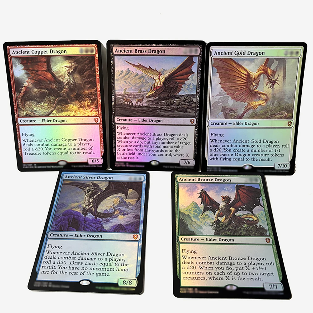 Professional Customization of High-Quality Dragon FOIL Cards Old Gnawbone Ancient Copper Dragon Hunting Velociraptor Tiamat