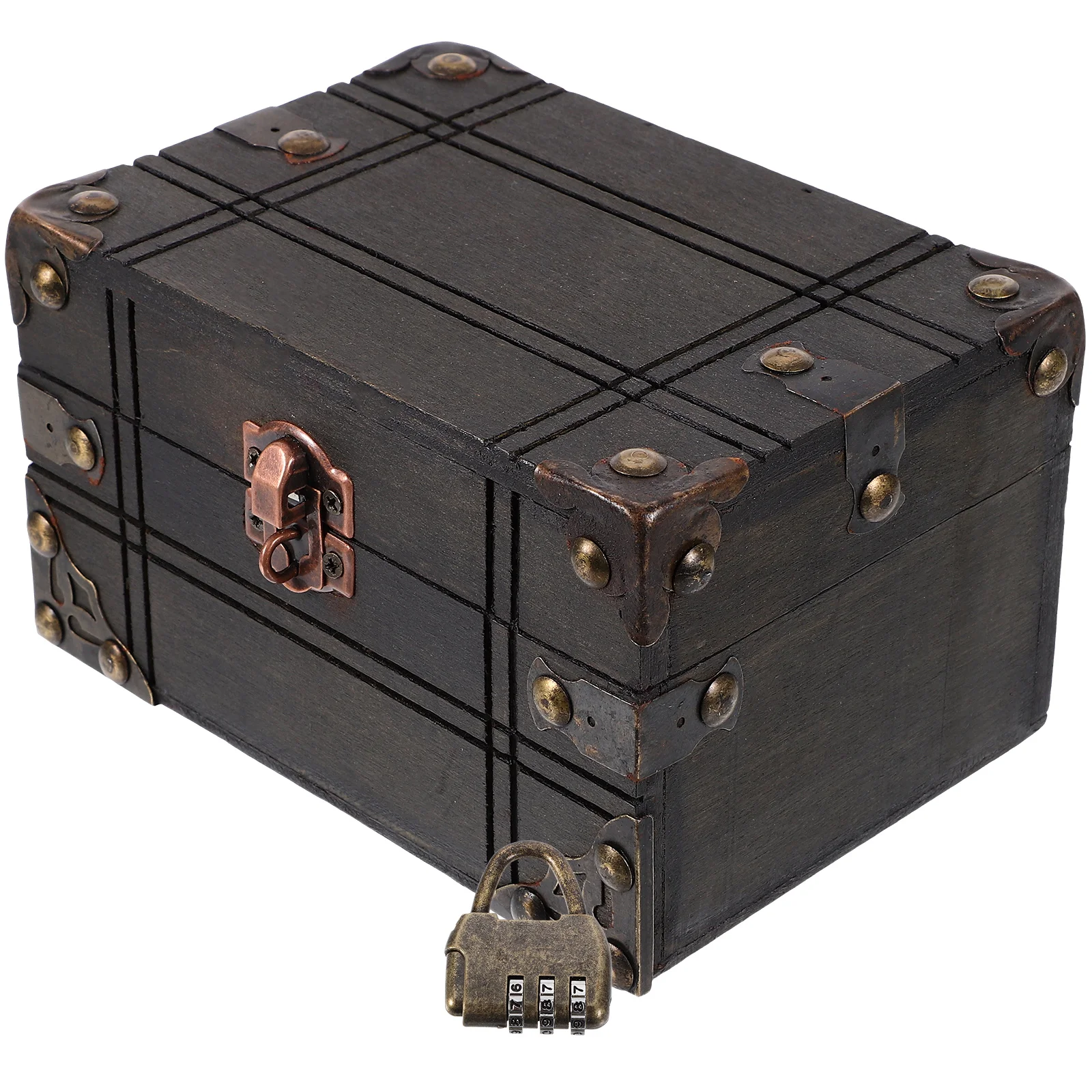 

Retro Jewelry Vintage Wooden Treasure Chest Storage 6400B-01 A Keepsake Box Gray Keepsake Container Home Organization