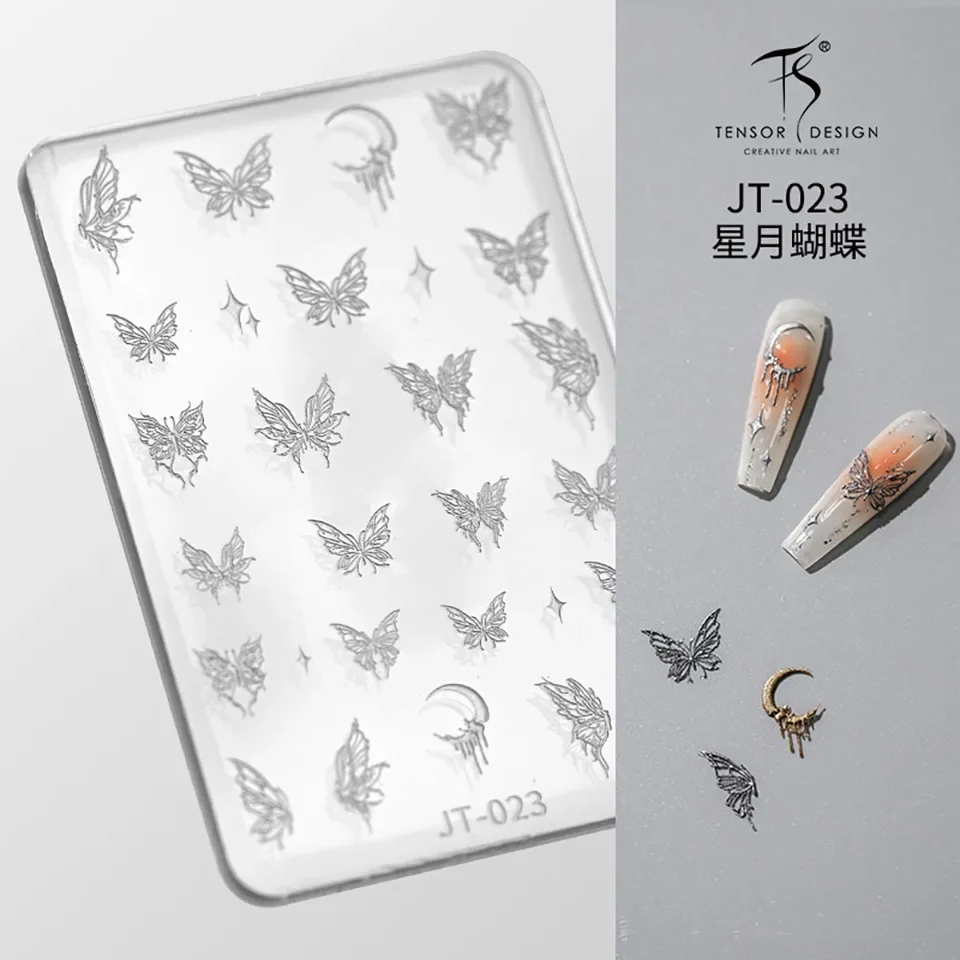 Mariposa antigua, flor de bambú, estrella, lazo, pajarita de encaje, arte de uñas, molde tallado de silicona, cinta de flores, plantilla de copo de nieve