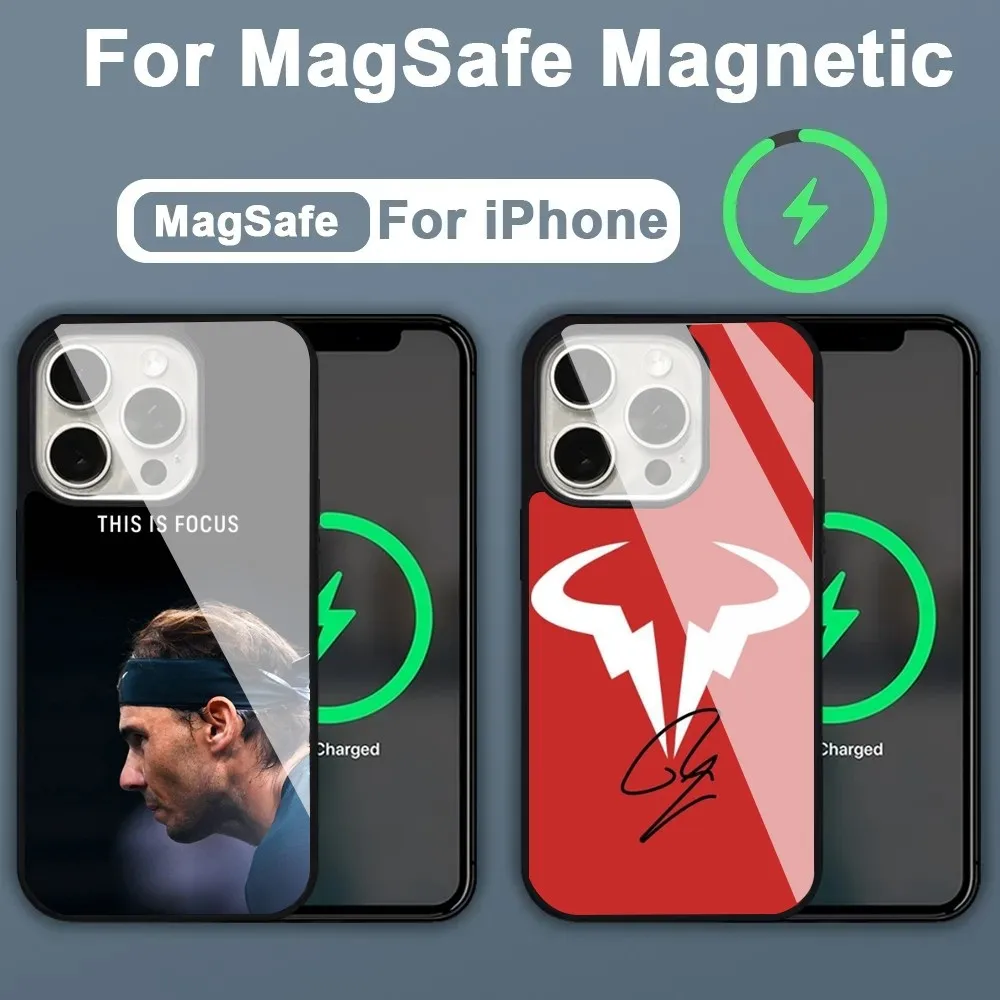 Tennis Superstar Rafael Nadal Phone Case For IPhone 15 14 13 Pro Max 11 12 Mini Alex Mirror For Magsafe Wireless Charging Cover