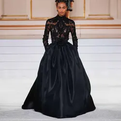 Elegant Black Satin Long Skirt Custom Made High Waist Ball Gown Women Prom Skirt with Pockets Floor Length Evening Maxi Skirts