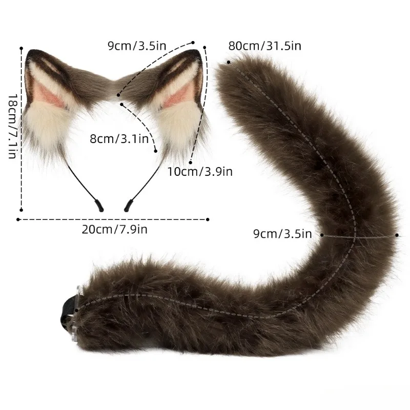 Simulation Ears Black Cat Ears Headband Plush Beast Tail Kitten Set Cosplay Props Comic-Con Accessories