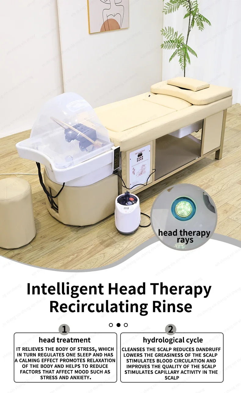 Thailändisches Haarwaschbett mit Moxibustion-Funktion, Keramikbecken, Ausgestattet mit Dampfgerät und Deckel, Kleiner Hocker – Detail 8